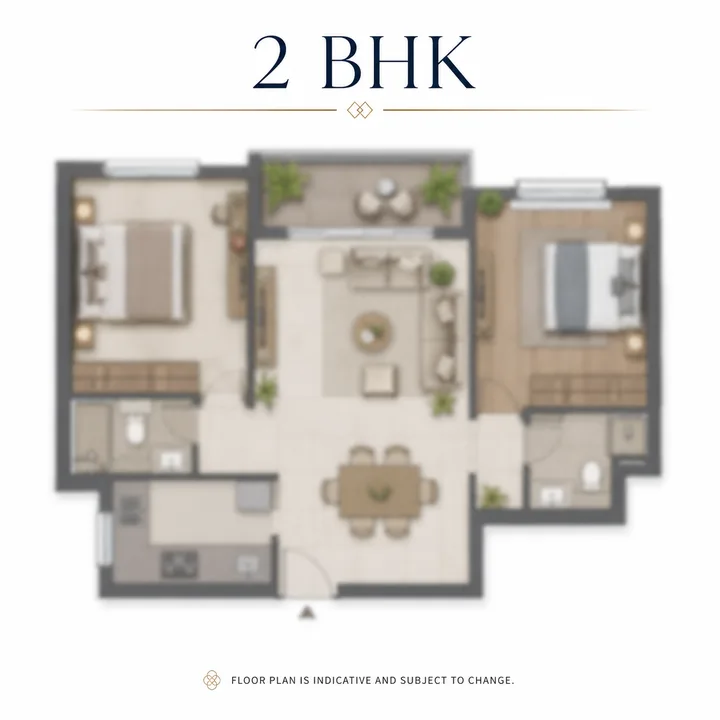 Prestige Hennur 2 BHK floor plan layout