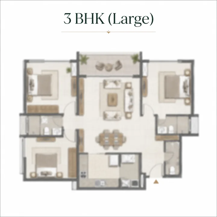 Prestige Hennur 3 BHK (Large) floor plan layout